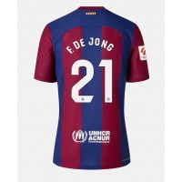 Camisa de Futebol Barcelona Frenkie de Jong #21 Equipamento Principal Mulheres 2023-24 Manga Curta